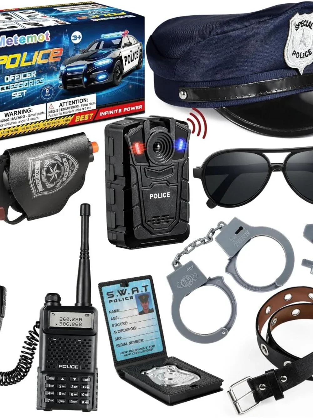 9Pcs Police Toys, Police Costume Accessories for Kids, Cop Costume Accessories,